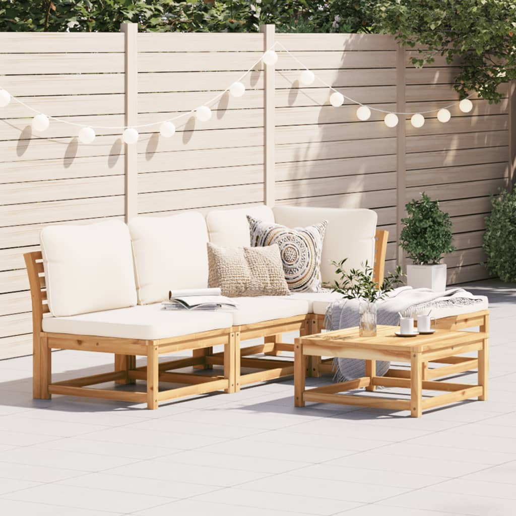 vidaXL 5 Piece Patio Lounge Set with Cushions Solid Wood Acacia